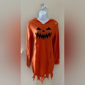 SHEIN Halloween Hooded Pumpkin Sweater Dress